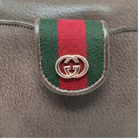Gucci Bag Crossbody Clutch Wallet Ophidia Marmont Brown Leather GG Red Green - Picture 4 of 13